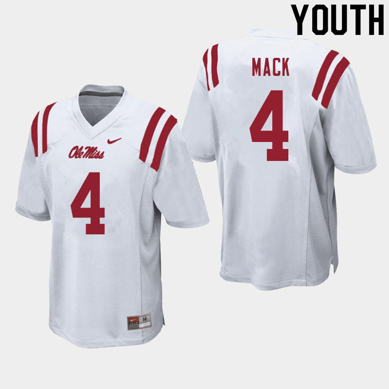 Brandon Mack Ole Miss Rebels NCAA Youth White #4 Stitched Limited College Football Jersey TRX2358QS